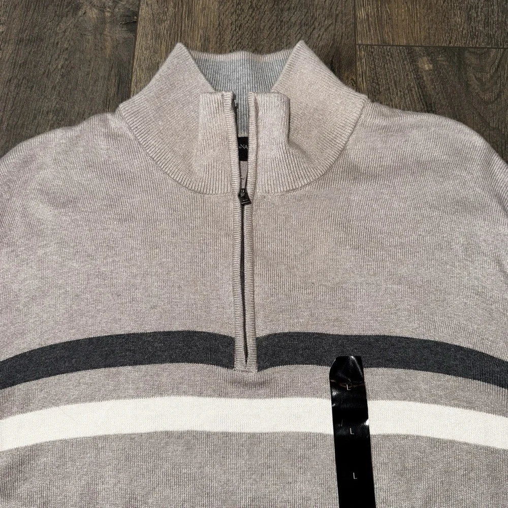 Banana Republic Sweater Mens L Tan 1/4 Zip Long‎ Sleeve Knit Casual Capsule
